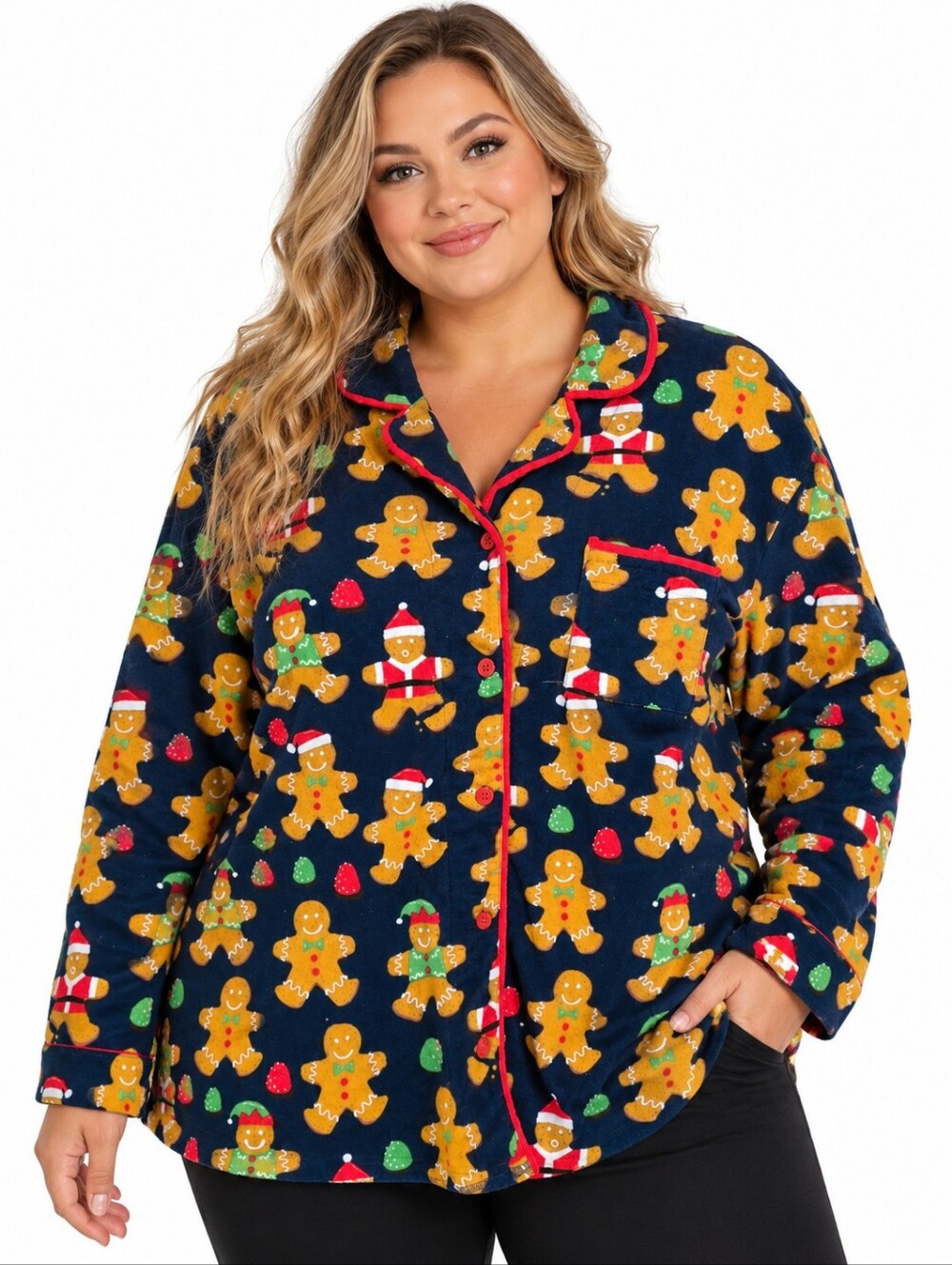 Mite Nite Munki Munki Gingerbread Christmas Pajama Top XXL Holiday